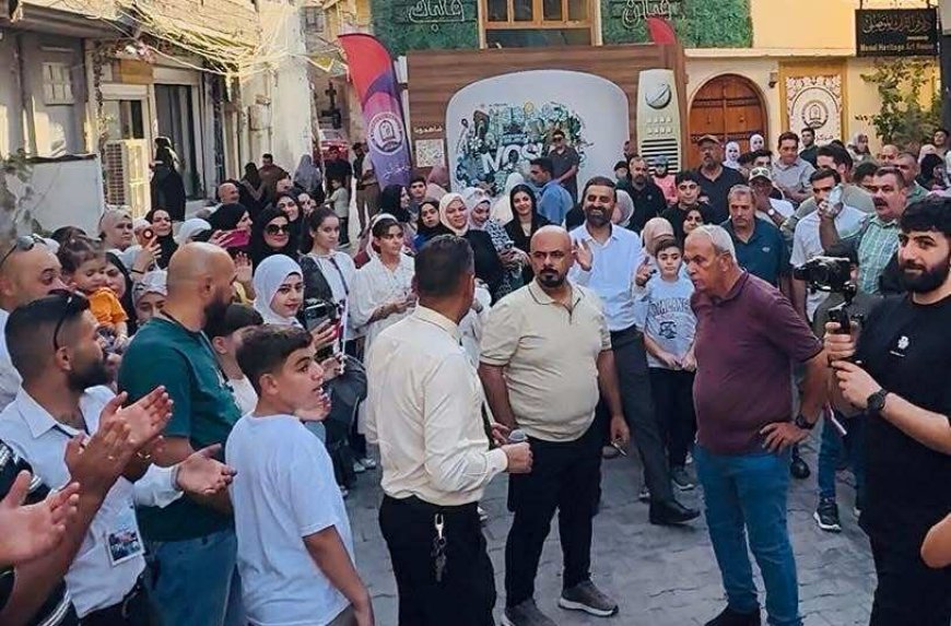 احتفالات تعم ازقة الجامع النوري الكبير في الموصل بعد اعماره وافتتاحه، مؤسسة بيتنا الثقافية قبلة المُهنئين