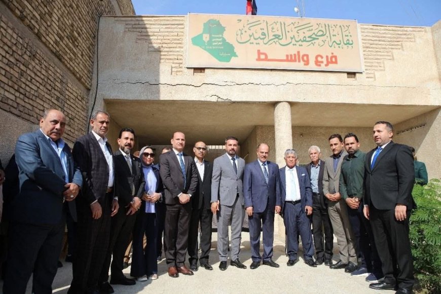 نقيب الصحفيين العراقيين مؤيد اللامي يحط رحاله في واسط و يشيد بدور الأسرة الصحفية فيها